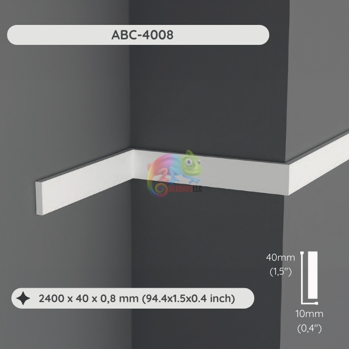 1.5" Paintable and Waterproof Wall Molding ABC-4008