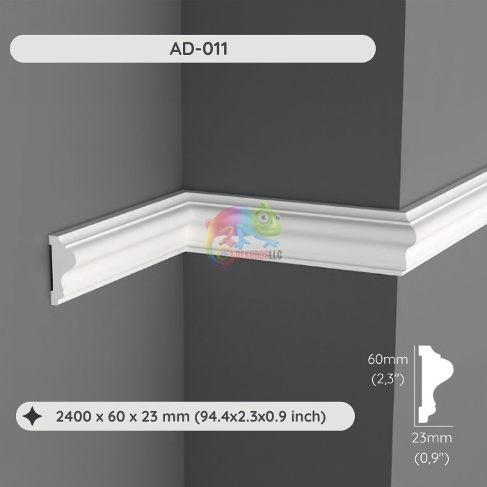 2.3" Paintable Wall Molding White Panels AD-011