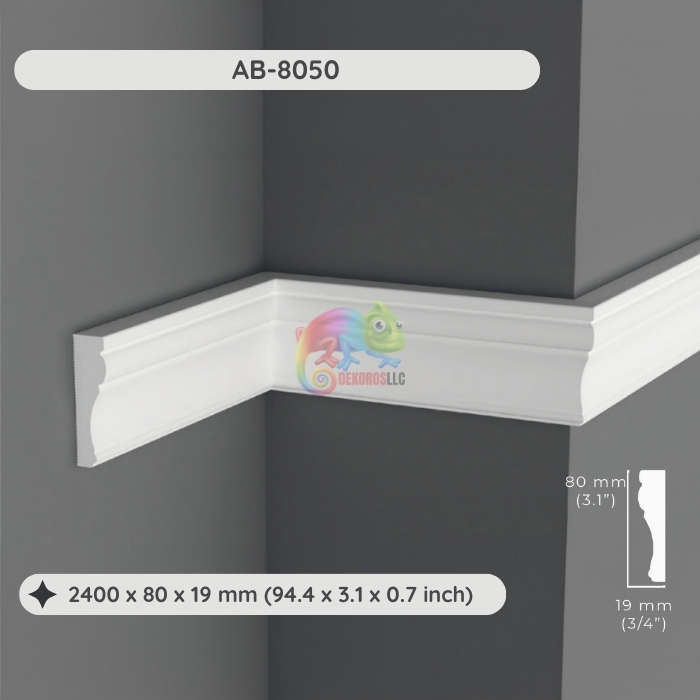 3.1" Paintable and Durable White Wall Molding AB-8050