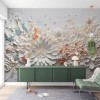 3D Floral Relief Wall Mural  Embossed Flower Wallpaper Decor YF-02482