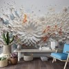3D Floral Relief Wall Mural  Embossed Flower Wallpaper Decor YF-02482