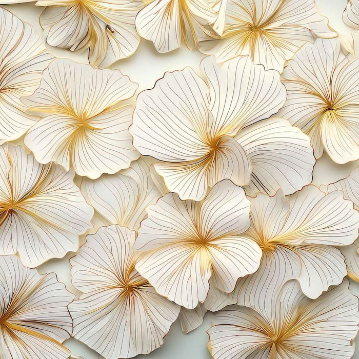 3D Gold Floral Wall Mural Flower Wallpaper YD-02454