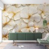 3D Gold Floral Wall Mural Flower Wallpaper YD-02454