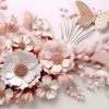 3D Pink Butterfly Wall Mural | Embossed Wallpaper YF-00885