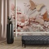 3D Pink Butterfly Wall Mural | Embossed Wallpaper YF-00885