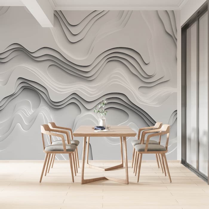 3D Abstract Wave Wallpaper | Modern Textured Mural YMO-05056