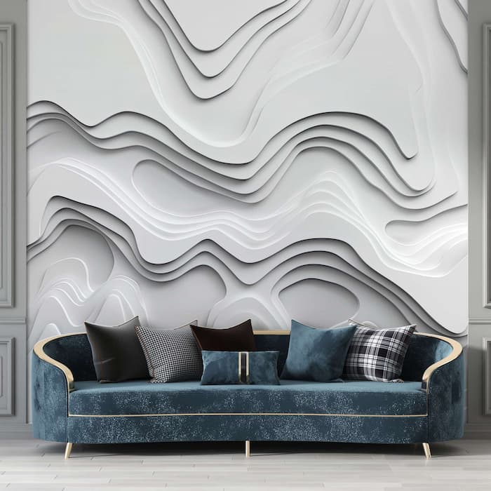 3D Abstract Wave Wallpaper | Modern Textured Mural YMO-05056