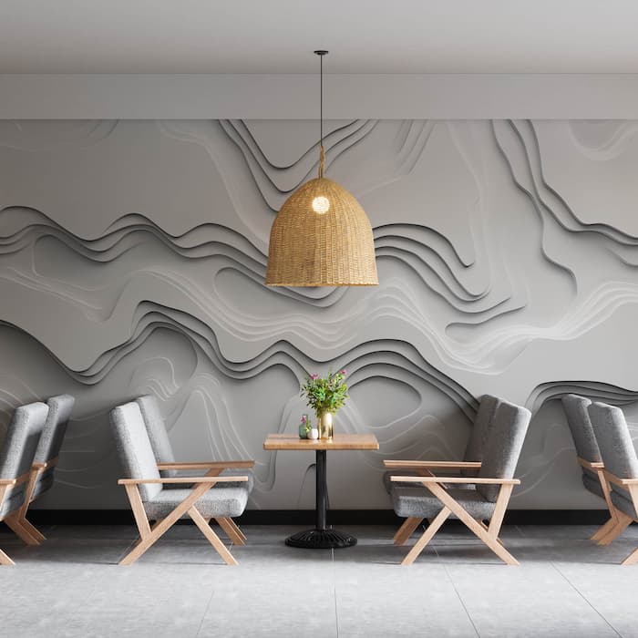3D Abstract Wave Wallpaper | Modern Textured Mural YMO-05056