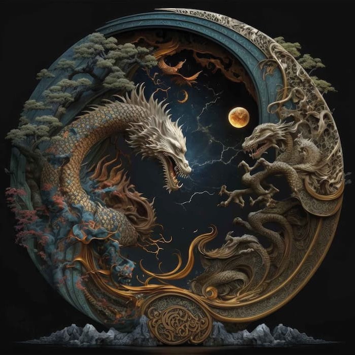 3D Dragon Wall Mural, Mythological Decor YT-00129
