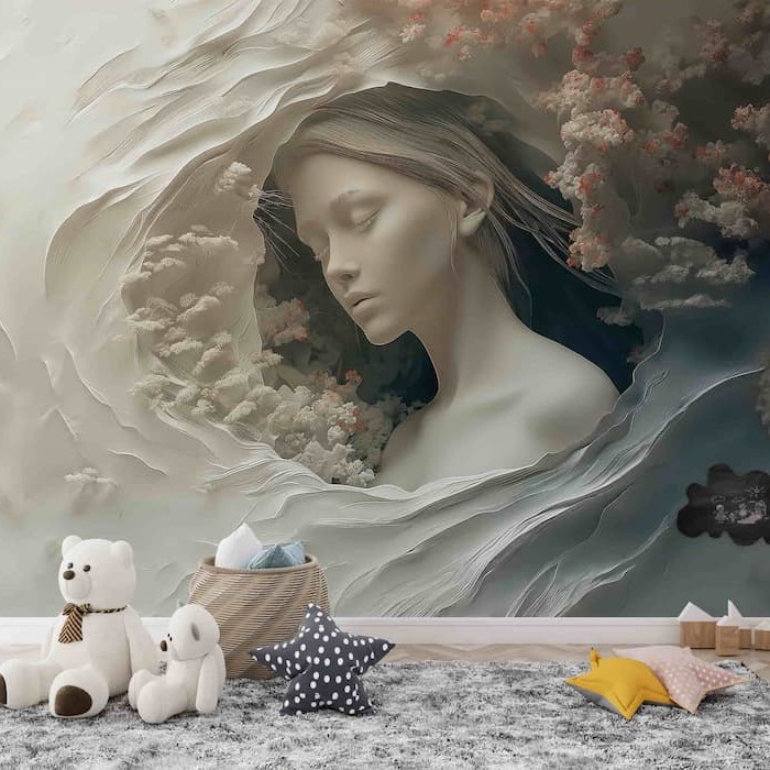 3D Woman Art Wallpaper | Embossed Illusion YK-02542