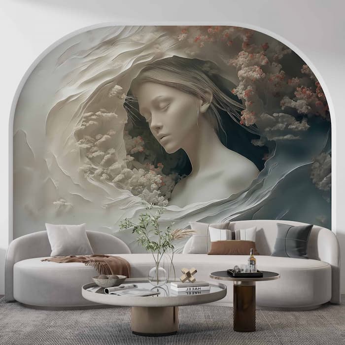 3D Woman Art Wallpaper | Embossed Illusion YK-02542