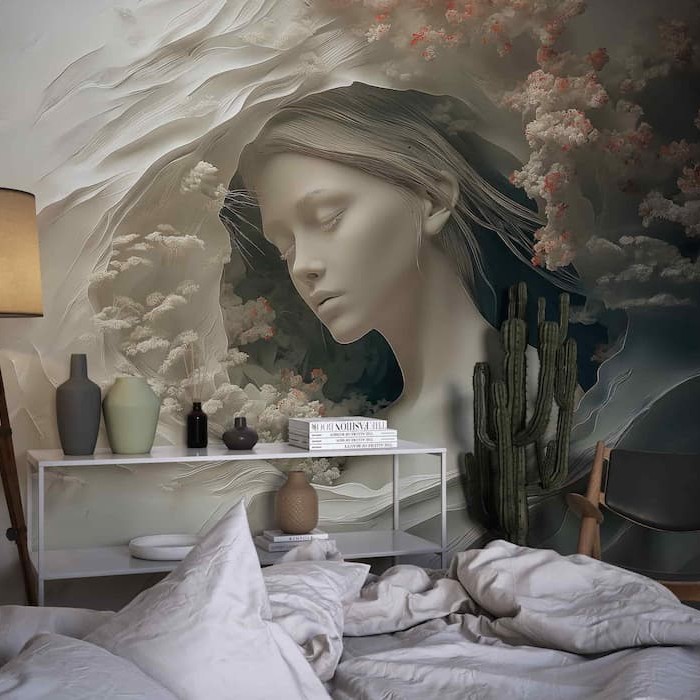 3D Woman Art Wallpaper | Embossed Illusion YK-02542