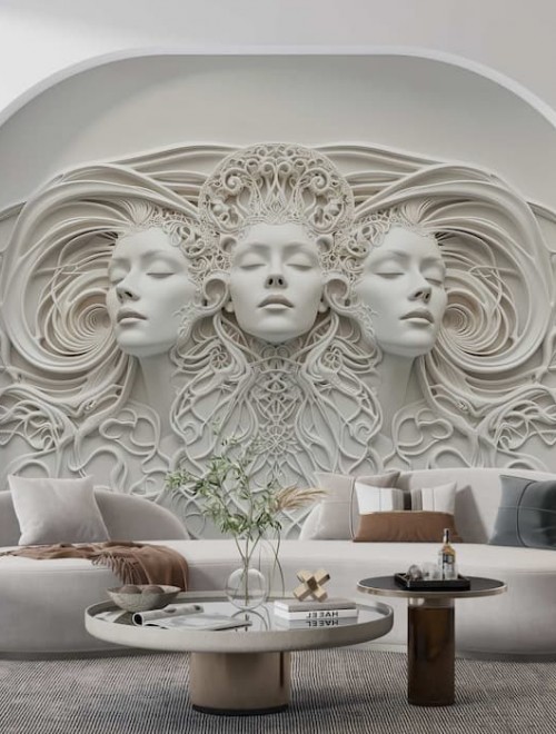 Charming Lily Wallpaper | Cat & Floral Wall Art YCO-03006