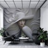 3D Woman with Hat Wallpaper | Embossed Mural YK-05060
