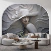 3D Woman with Hat Wallpaper | Embossed Mural YK-05060