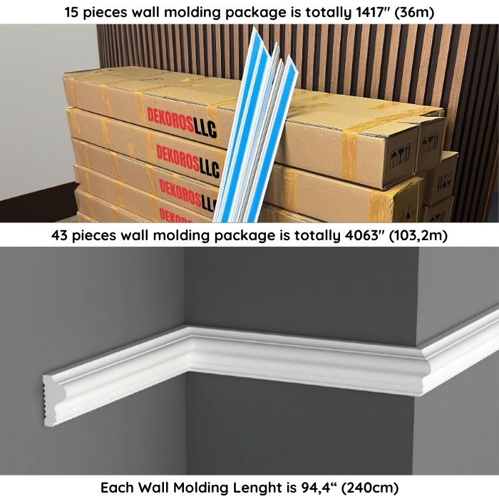 1.5" Paintable Wall Molding White Wall Panels AD-020