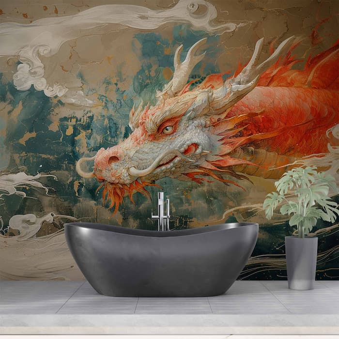 Chinese Dragon Chinoiserie Wallpaper - Elegant Wall Mural YCO-03005