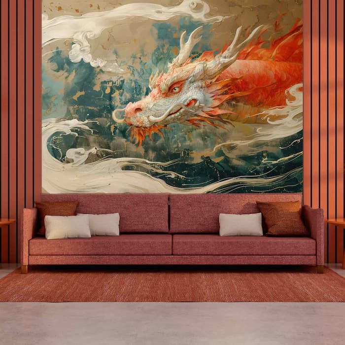 Chinese Dragon Chinoiserie Wallpaper - Elegant Wall Mural YCO-03005