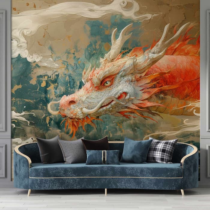 Chinese Dragon Chinoiserie Wallpaper - Elegant Wall Mural YCO-03005