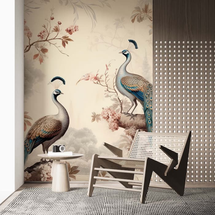 Chinoiserie Peacock Wallpaper | Bird Mural YH-02293
