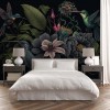 Dark Botanical Wall Mural | Hummingbird Wallpaper YF-00331