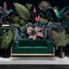 Dark Botanical Wall Mural | Hummingbird Wallpaper YF-00331