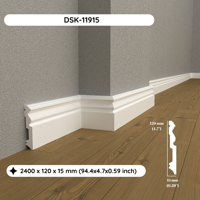 Durable Polymer Skirting Board DSK-11915 (94.4x4.7x0.59")