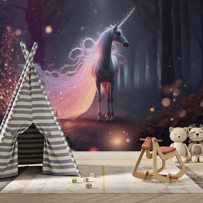 Beautiful Unicorn Wall Mural | Fairy Decor YCO-00009