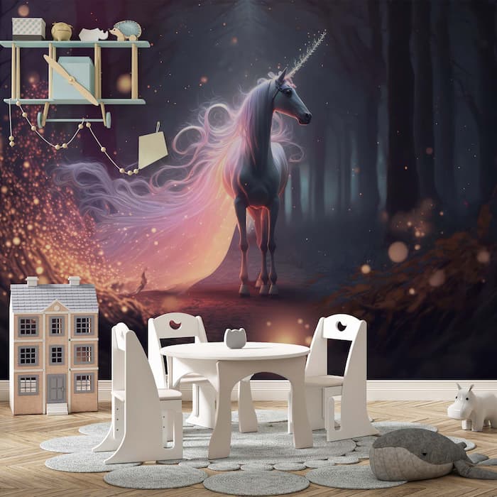 Beautiful Unicorn Wall Mural | Fairy Decor YCO-00009