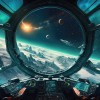 Galaxy Window Wallpaper | Spacecraft Wall Décor YU-00750