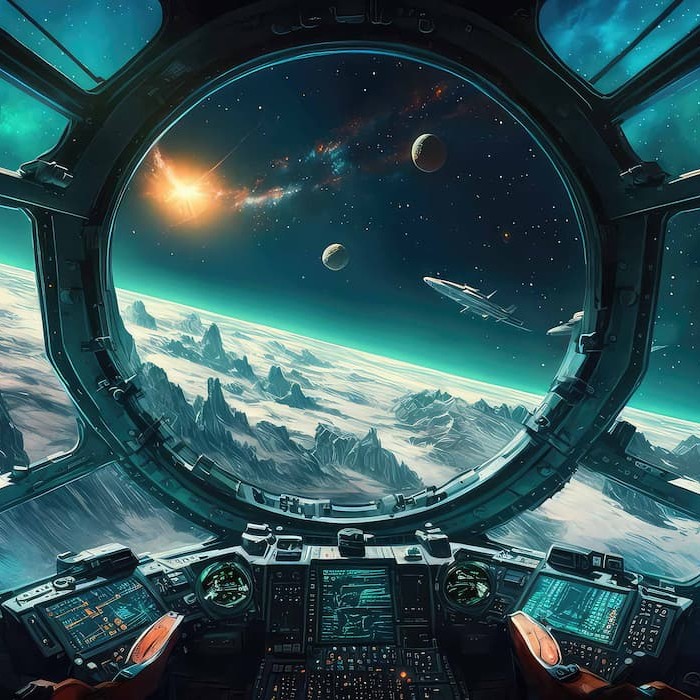 Galaxy Window Wallpaper | Spacecraft Wall Décor YU-00750