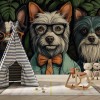 Trendy Dog Wallpaper | Hipster Animal Wall Art YH-00829-2