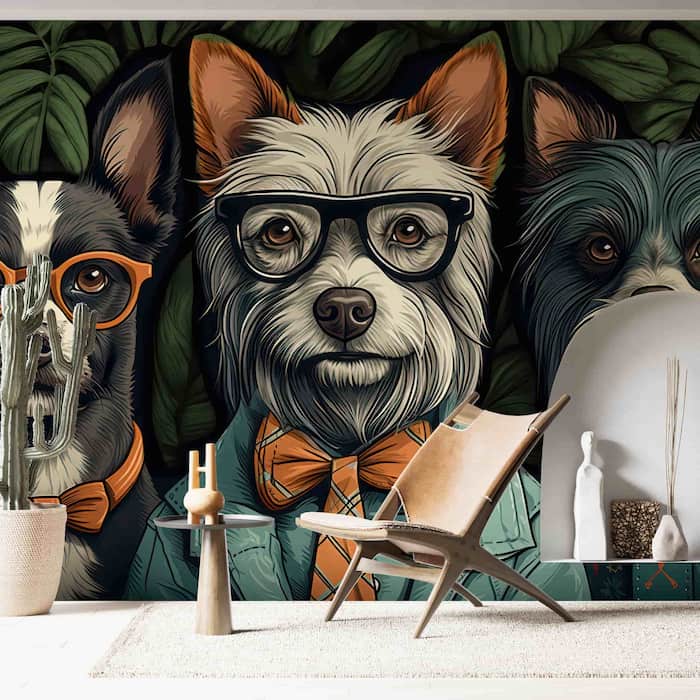 Trendy Dog Wallpaper | Hipster Animal Wall Art YH-00829-2