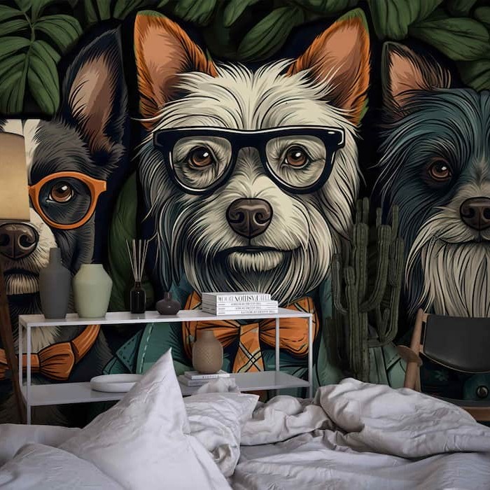 Trendy Dog Wallpaper | Hipster Animal Wall Art YH-00829-2