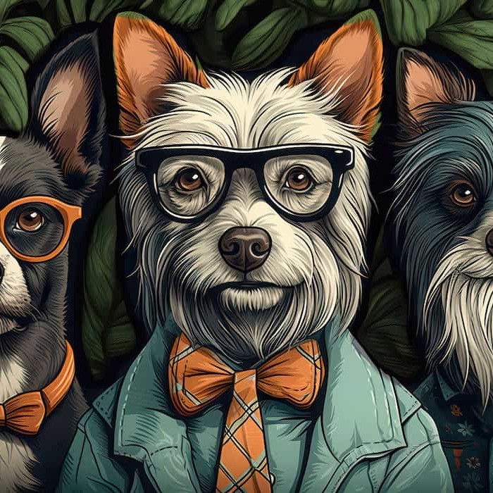 Trendy Dog Wallpaper | Hipster Animal Wall Art YH-00829-2