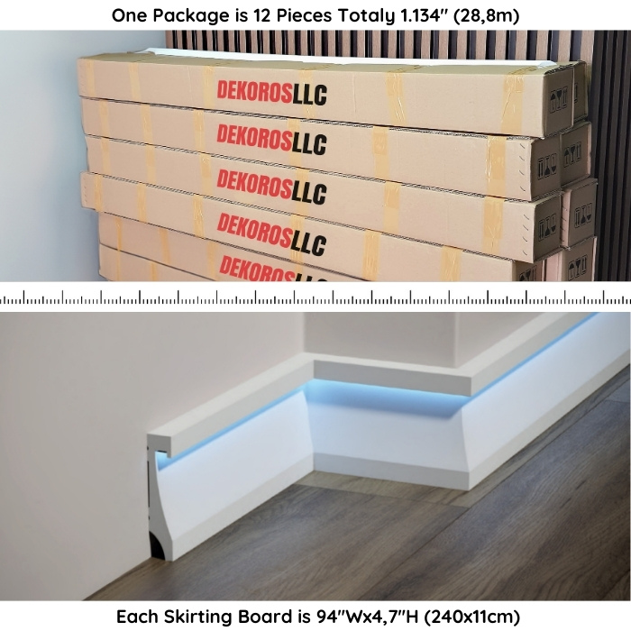 Indirect LED Lighting Skirting Boards ASL-004 (94.4x4.3x0.9")