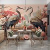 Japanese Crane Wallpaper | Floral Nature Mural YH-00888