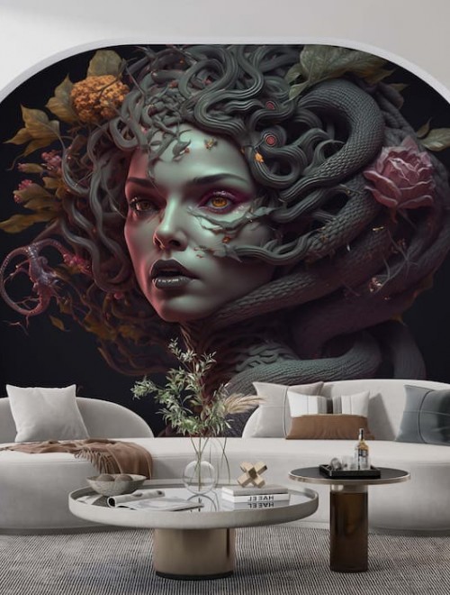Medusa Wallpaper | Greek Statue Wall Art YM-0048