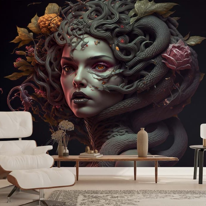 Medusa Wallpaper | Greek Statue Wall Art YM-0048
