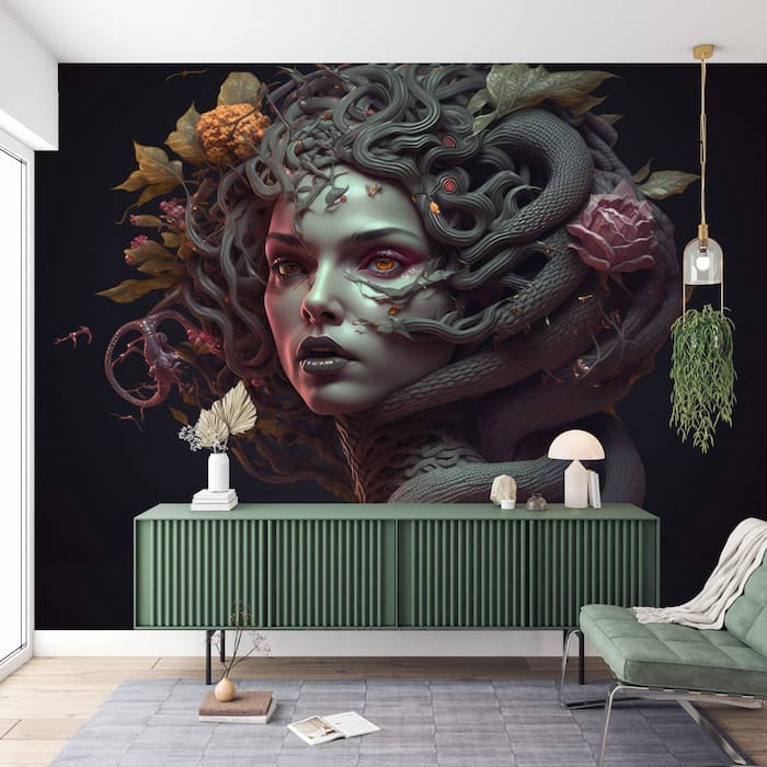 Medusa Wallpaper | Greek Statue Wall Art YM-0048