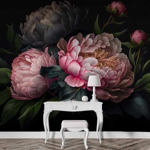 Peony Wall Mural | Elegant Floral Wallpaper YF-00062