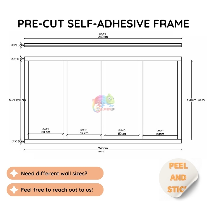 Pre-Cut Half Wainscoting, Peel and Stick Wall Molding CST-007