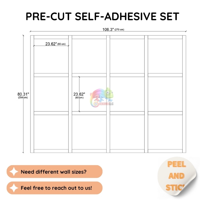 Pre-Cut Peel Stick Wall Molding | Full Wall Trim Kit CST-031