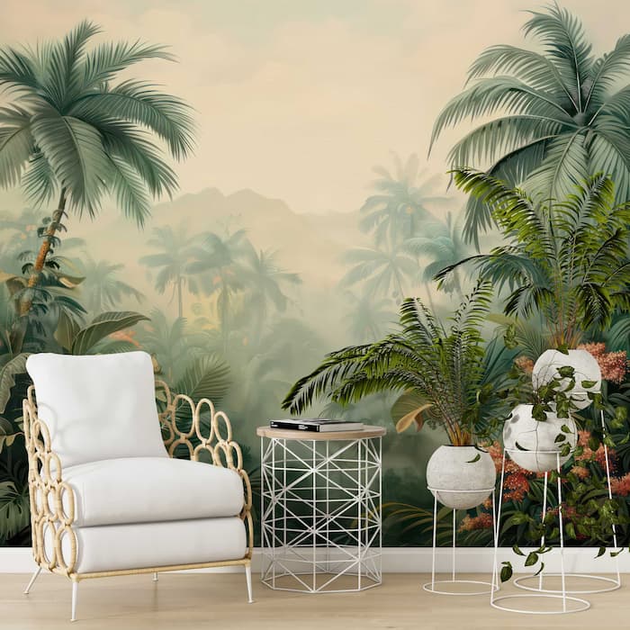 Tropical Palm Leaf Mural | Jungle Wallpaper Decor YD-02549
