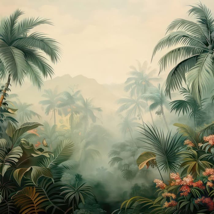 Tropical Palm Leaf Mural | Jungle Wallpaper Decor YD-02549