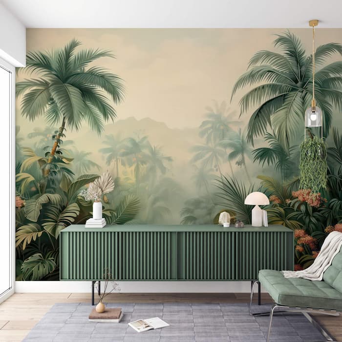 Tropical Palm Leaf Mural | Jungle Wallpaper Decor YD-02549