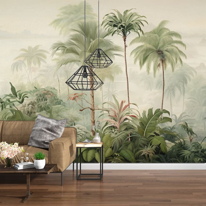 Tropical Palm Trees Mural | Jungle Landscape Wallpaper YD-02377