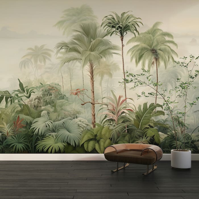 Tropical Palm Trees Mural | Jungle Landscape Wallpaper YD-02377
