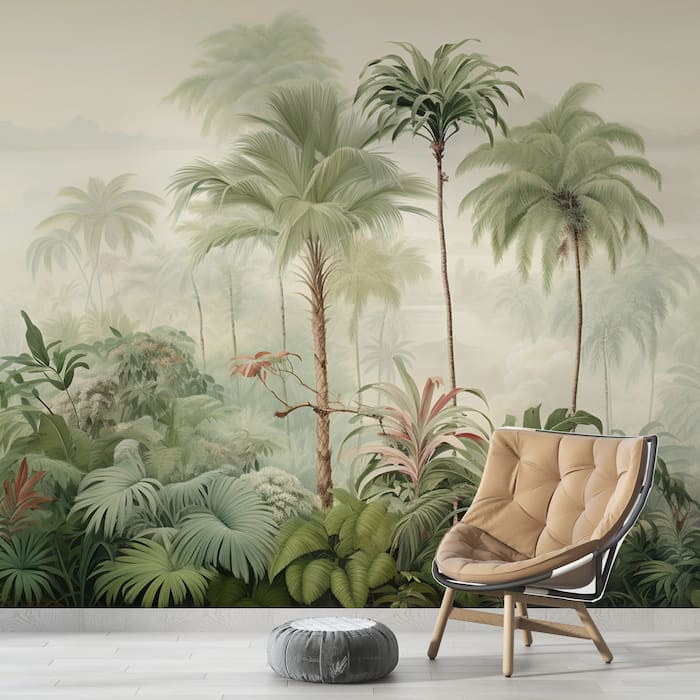 Tropical Palm Trees Mural | Jungle Landscape Wallpaper YD-02377