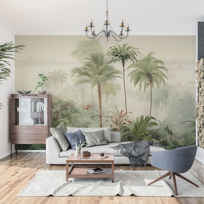 Tropical Palm Trees Mural | Jungle Landscape Wallpaper YD-02377